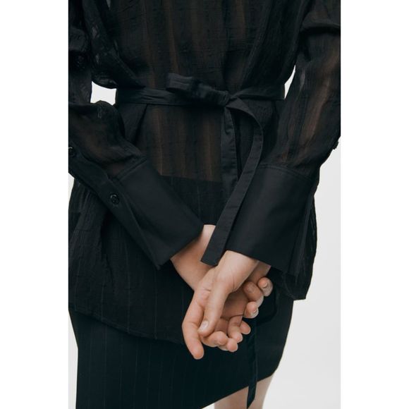 ZARA PLEATED YOKE SHIRT ZW COLLECTION - Picture 4 of 13